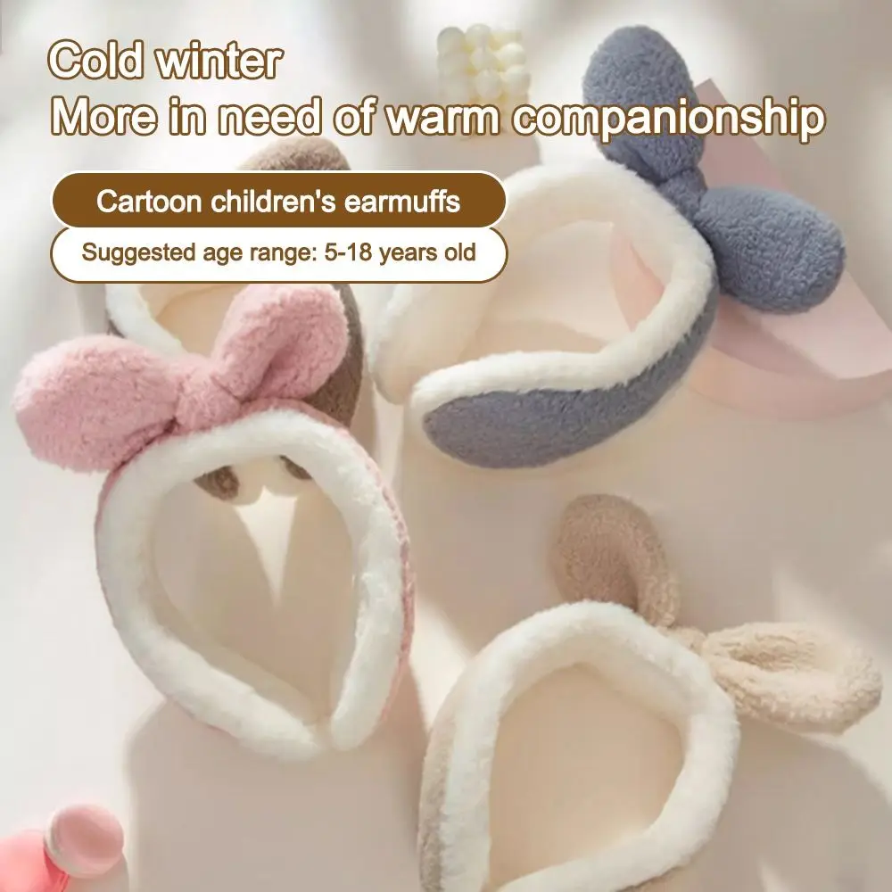 Cute Bowknot Ear Warmer Rabbit Ears Cold Protection Children Earflap Soft Windproof Earmuffs