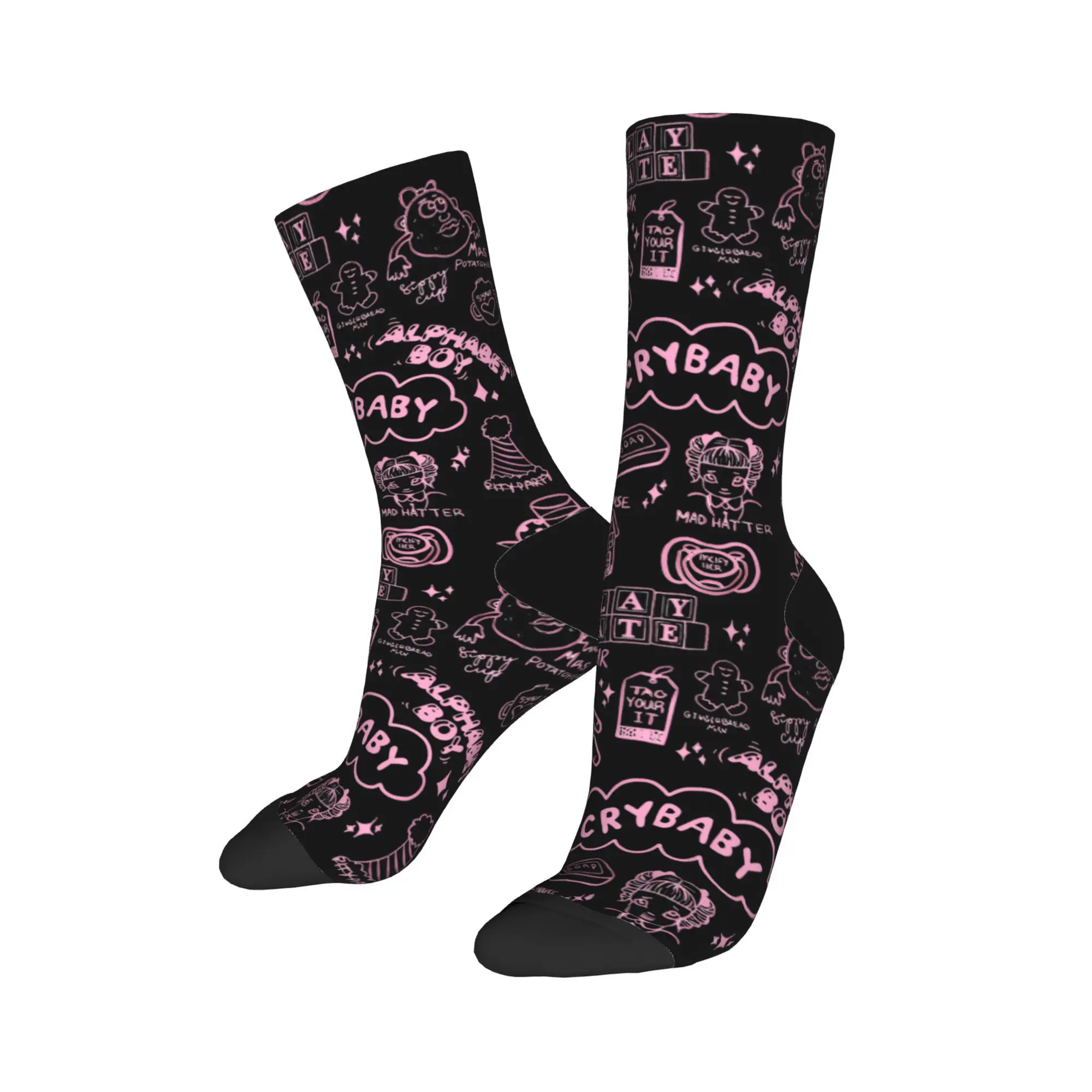 Autumn Winter Harajuku Men's Women's Melanies Martinezs Crybaby  Socks  Breathable Football Socks