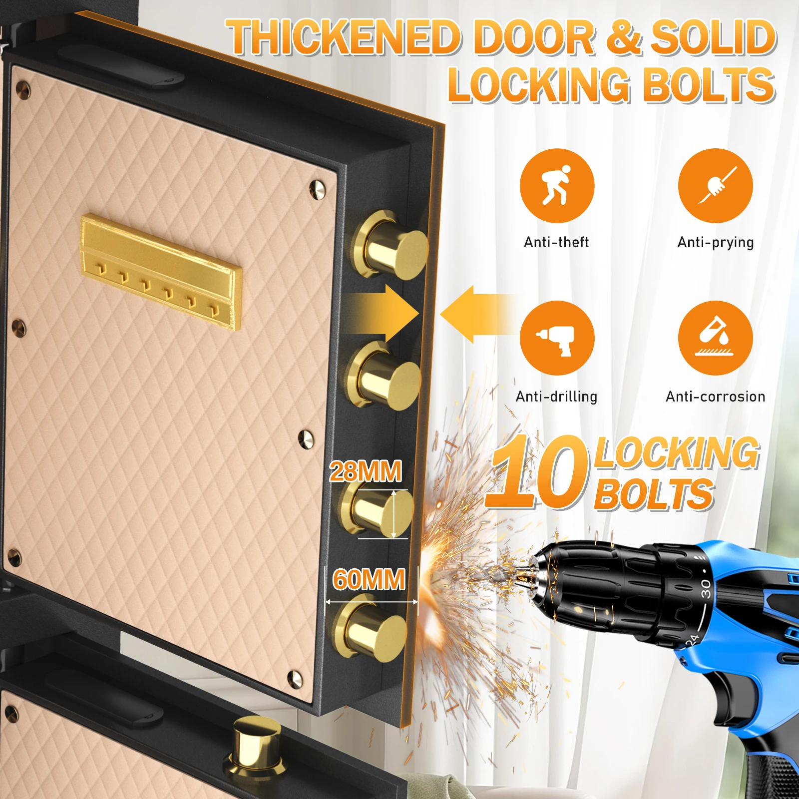 59.05'' Extra Large Safe Box, 17.6 Cubic Feet Heavy Duty Big Safe with Security Double Key Lock & Seperate Lock Box for Document