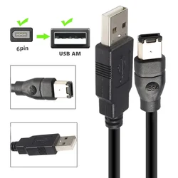Standard Copper Wire IEEE400 1394 Firewire USB AM To 6P Cable USB To 1394 6pin Sound Card Connection Cable 1.2m 1.8m 3m
