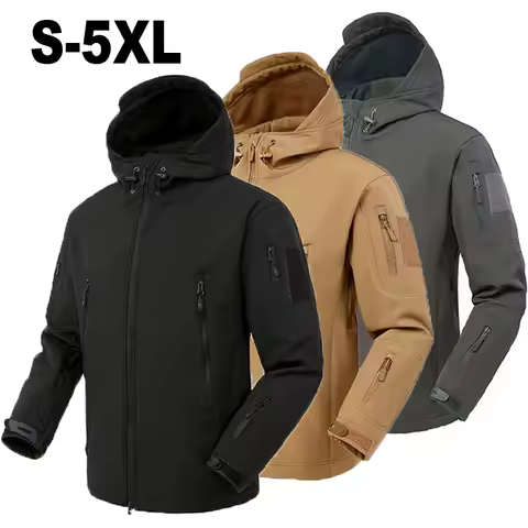 Men's Autumn Winter SoftShell Fleece Windproof and warm Jackets Male Hood Coats Fishing Hiking Camping Climbing Skiing