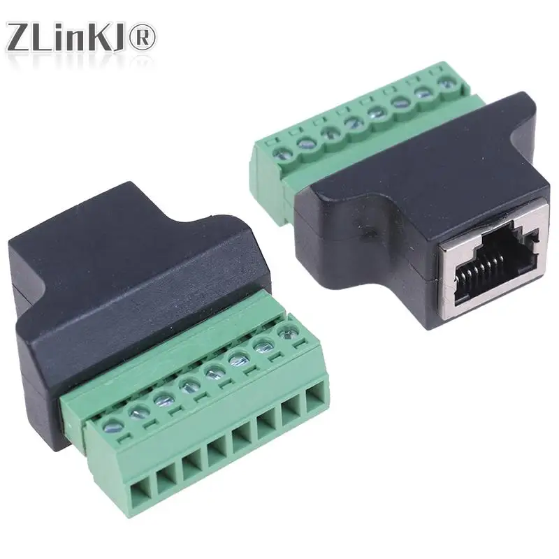 1Pcs Hoge Kwaliteit RJ45 Naar Screw Terminal Adapter RJ45 Female Naar 8 Pin Connector RJ45 Splitter Voor Cctv Dvr cctv Accessoires