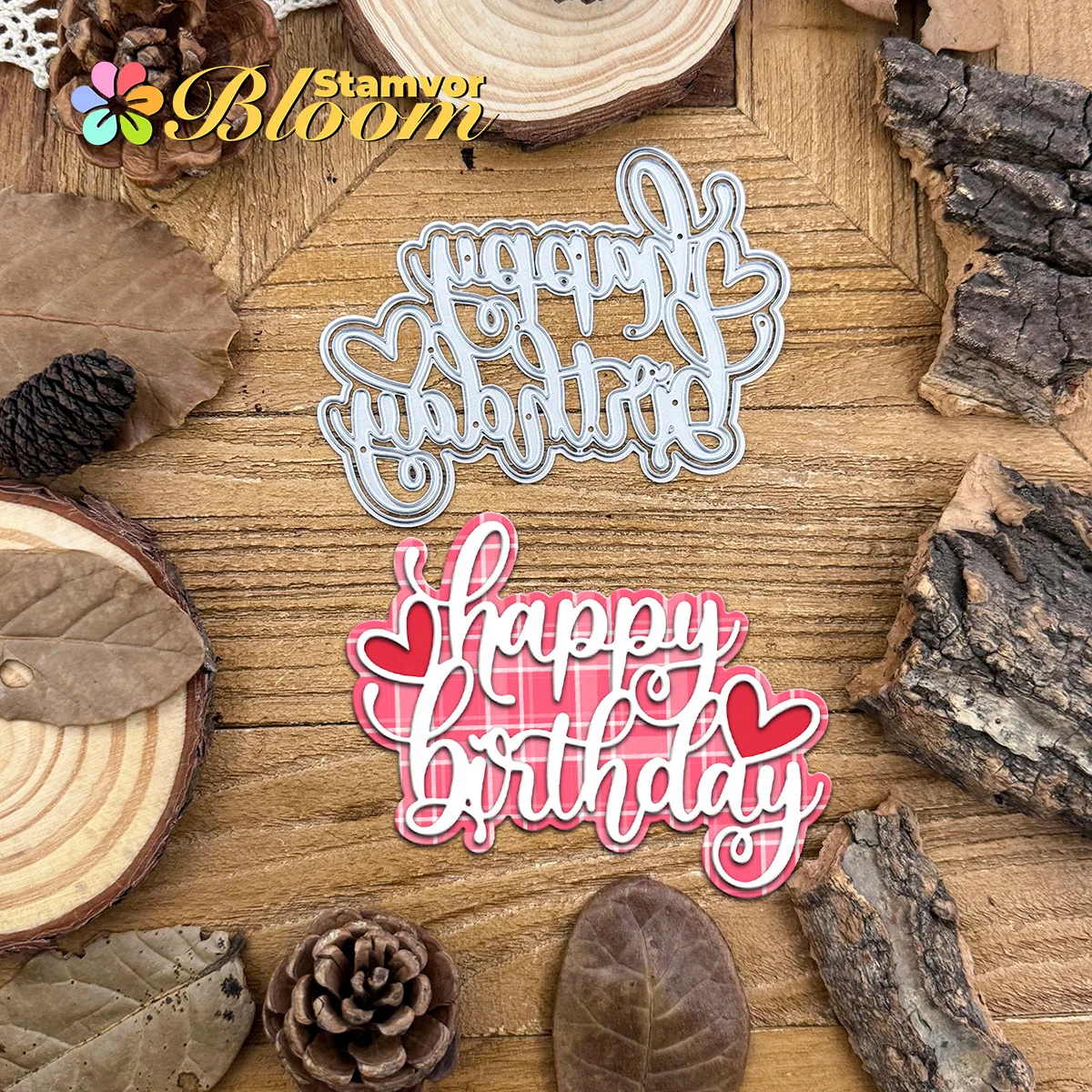 Schöne Schichten HAPPY BIRTHDAY Words Titel Metall-Stanzformen, Scrapbooking, dekorative Prägung