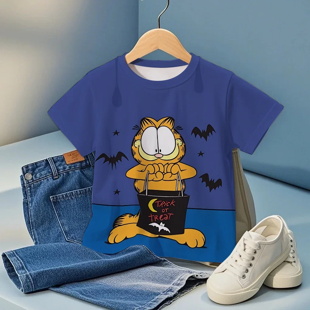 

Футболка, детская одежда, фильм Гарфилд, 3D для детей, для мальчиков и девочек, мультяшная печать, анимация, аксессуары для косплея