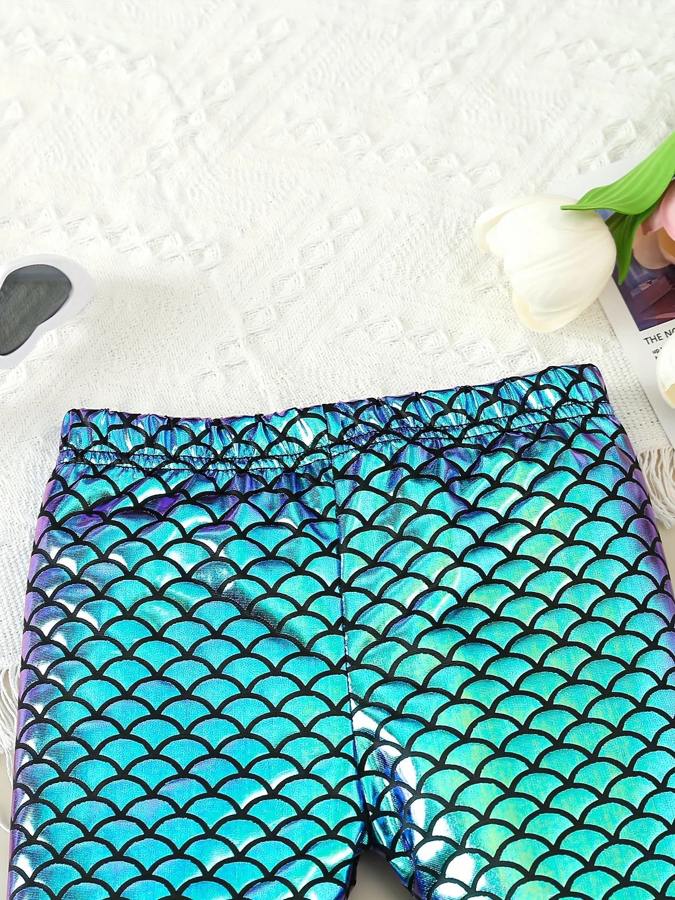 Herbst Frühling Baby Mädchen Hosen Nette Meerjungfrau Fisch Skala Druck Mode Ausgestelltes Hosen Leder Hosen Baby Kleidung – Detail 3