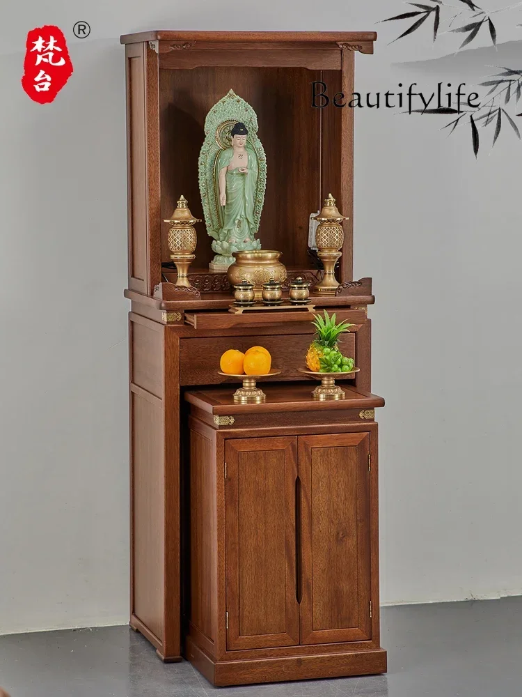 God of Wealth Avalokitesvara Cabinet Home Incense Burner Table Buddha Niche New Chinese Style Clothes Closet