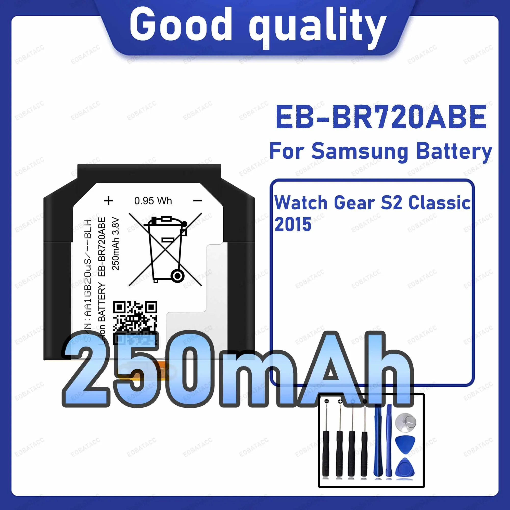250mAh EB-BR720ABE Replacement Battery for Samsung Watch Gear S2 Classic 2015 with Repair Tools Kit