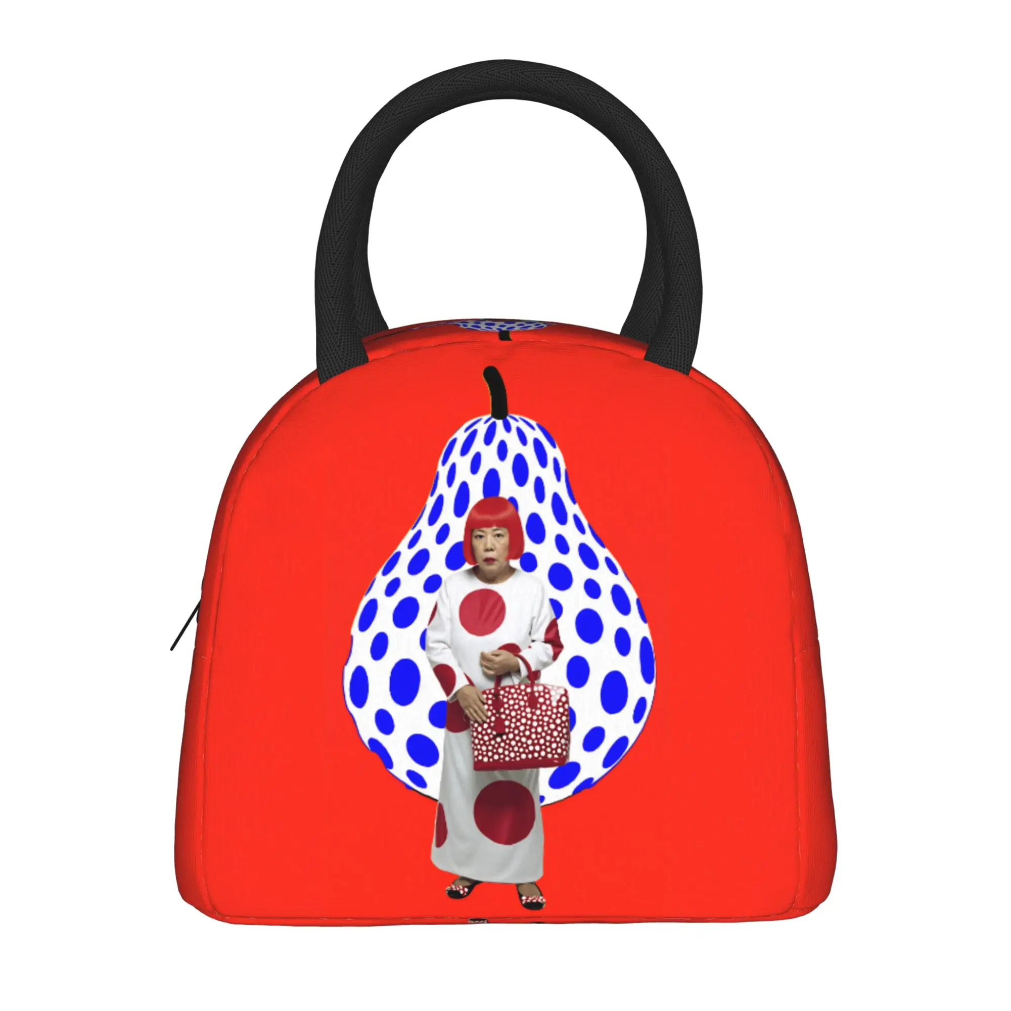 Yayoi Kusama Abstract Face Lunch Bag Japanese Artist Lunch Box For Child Thermal Tote Handbags Oxford Portable Cooler Bag