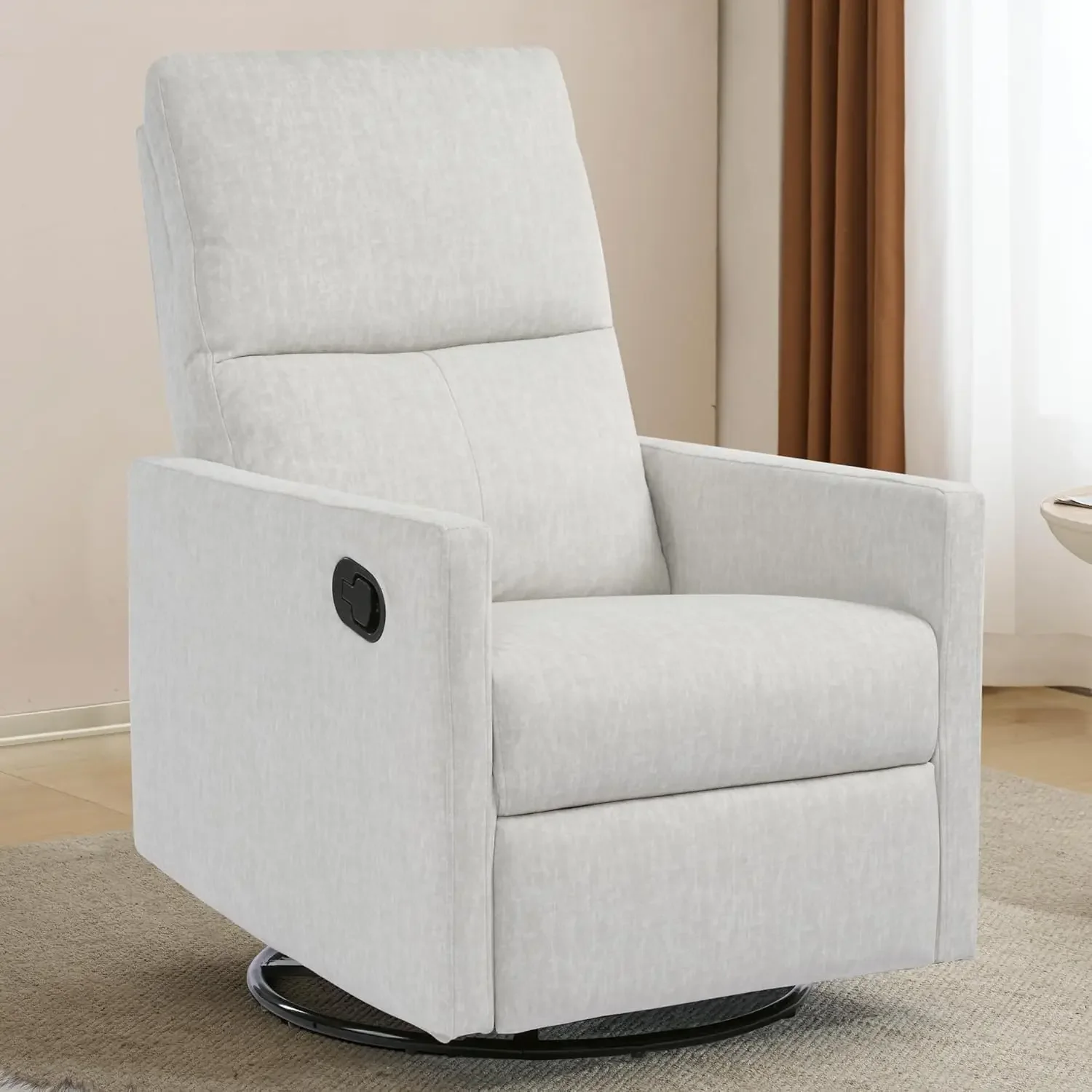 Swivel Rocking Recliner Chair for Adults, Rocker Nursery Glider Chair for Living Room, Upholstered Fabric Reclining Single Sofa