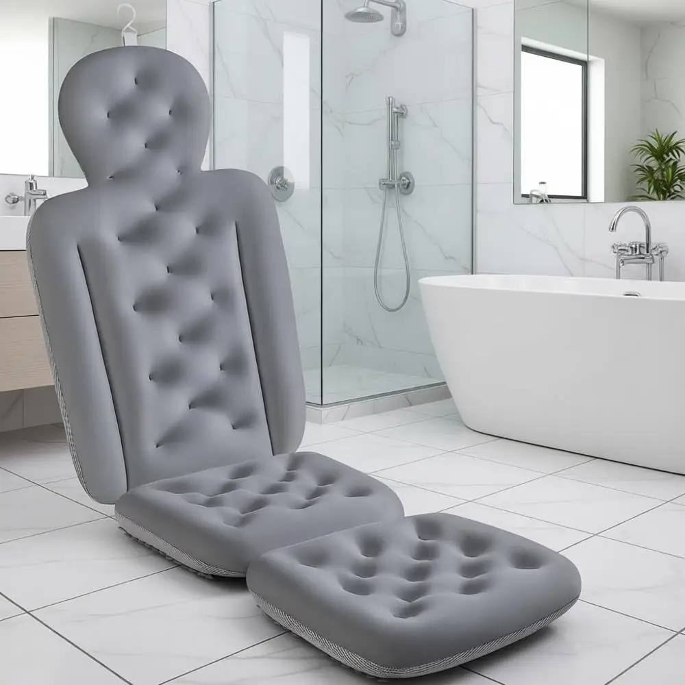 

Плотная подушка для ванны с мешком для стирки, роскошная поддержка для расслабления в ванной, серая, 51 x 16