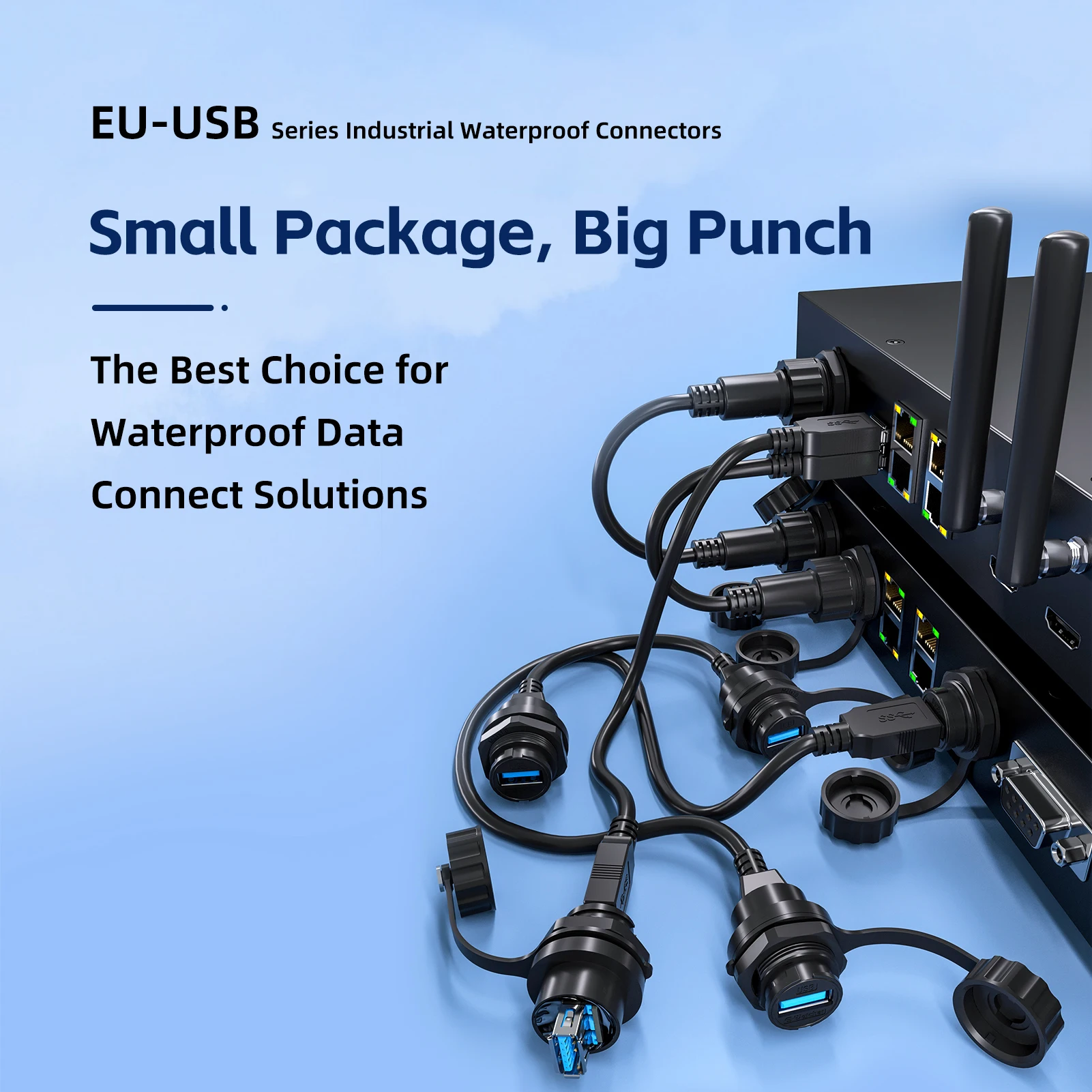 E-WeiChat USB 2.0 IP67 Waterproof Connector, Fast Charging Data Sync Power Receptacle for PC, Phone, Laptop External HDD