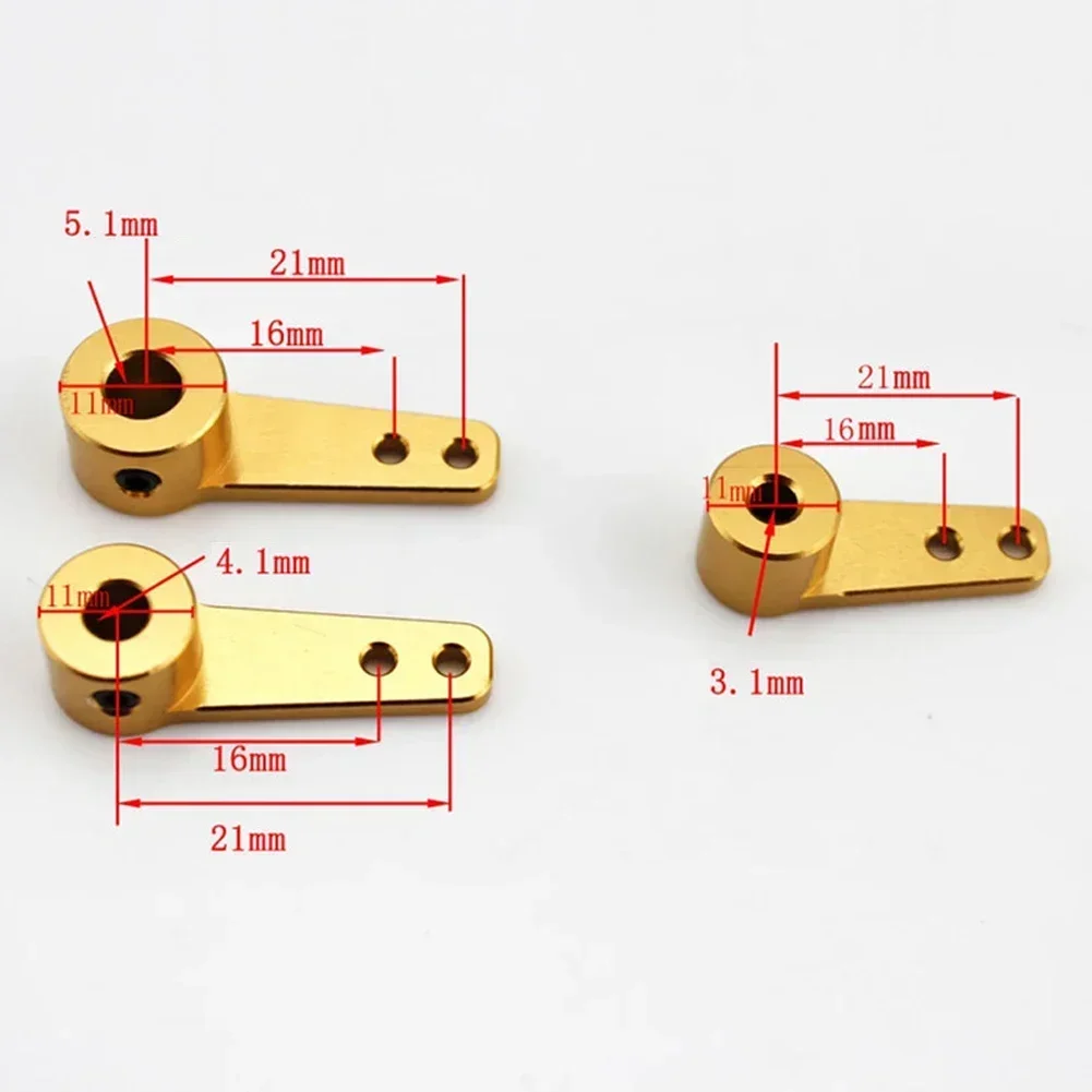 Arado de brazo de acero único, brazo de aleación de aluminio de 3,1/4,1/5,1 MM para barco y coche teledirigido, piezas doradas, tornillo de timón, 1