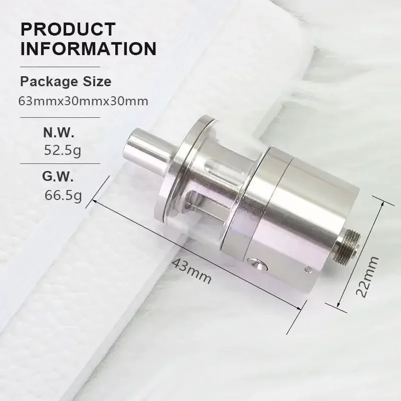 Picatiny Style MTL RTA Rebuildable Tank Atomizer 316ss+ Glass 3ml 22mm vape tank mtl rta with 0.8/0.9/1.0/1.4mm/Blocked Pins