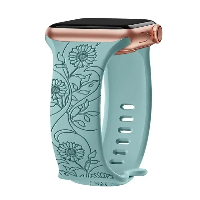 Engraved Band for Apple Watch Strap 46mm 44mm 42mm 41mm 45mm Ultra 4 3 2 49mm Floral Bracelet Iwatch Series 12 11 10 9 8 7 SE3 6 - Image 21