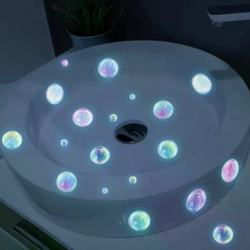 Glow-in-the-Dark Bubble Theme Wall Sticker Bathroom Sink Toilet Sticker Waterproof Self-Adhesive Removable Home Decor Car Decals