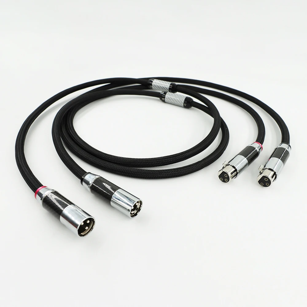 6N sterling silver hifi xlr cable amplifier CD audio cable carbon fiber rhodium plated hifi XLR plug