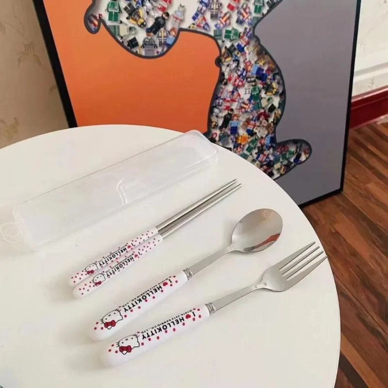 

Cute Hello Kitty Tableware Set Kawaii Cartoon Anime Kitchen Home Furnishings Desktop Decoration Student Girl Gift Wholesale