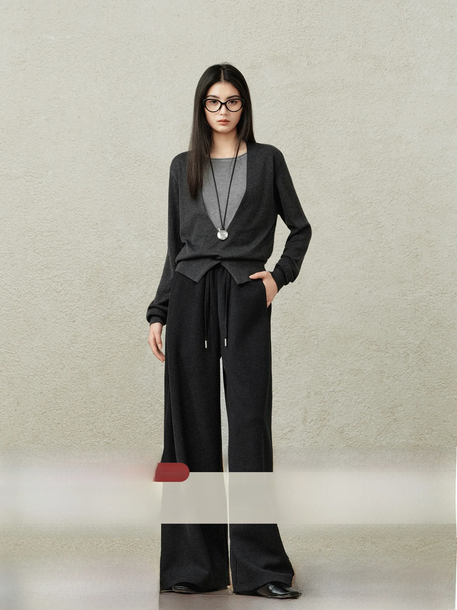 

Утепленные широкие повседневные брюки для женщин, зимние свободные брюки, спортивные штаны из ацетатной шерсти, брюки с высокой талией