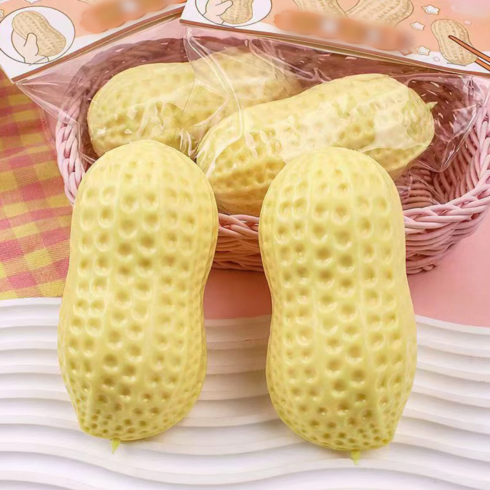 Juguetes antiestrés de cacahuete de subida lenta, simulación de cacahuete, juguete sensorial suave de cacahuete, juguetes de descompresión, regalo novedoso para niños y adultos