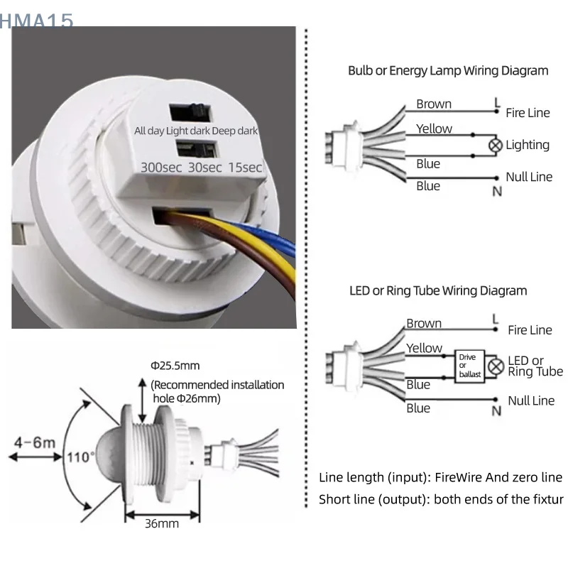 [EL] DC5V 12 فولت 24 فولت مفتاح مستشعر حركة بالأشعة تحت الحمراء RIR كاشف حركة الجسم قابل للتعديل تأخير الوقت الإضاءة الاستخدام المنزلي