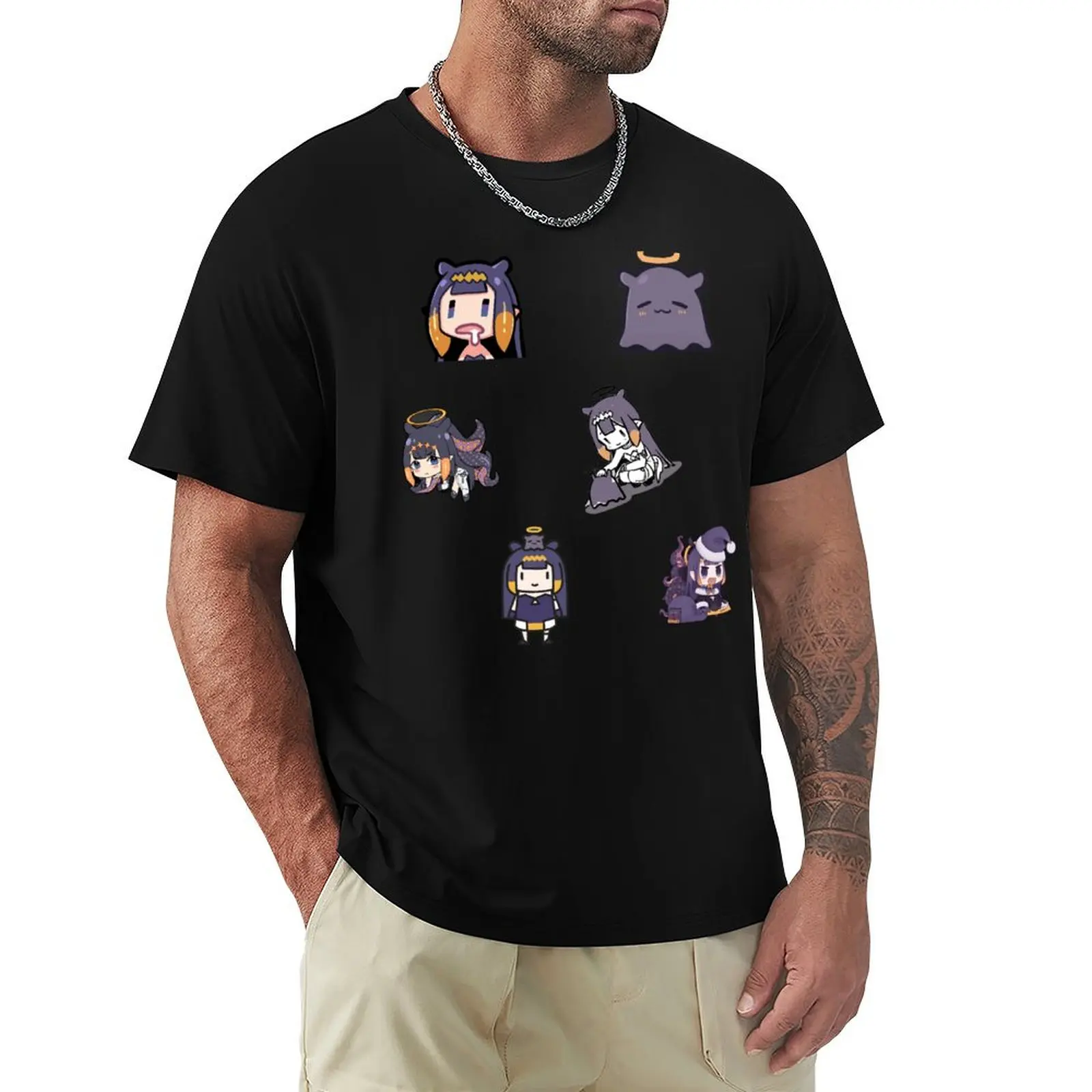 Ninomae Ina Nis, Hololive: Takodachi / Tako, camiseta informal holgada para uso diario con diseño de Ninomae Ina Nis Inanis Drooling Chibi pack