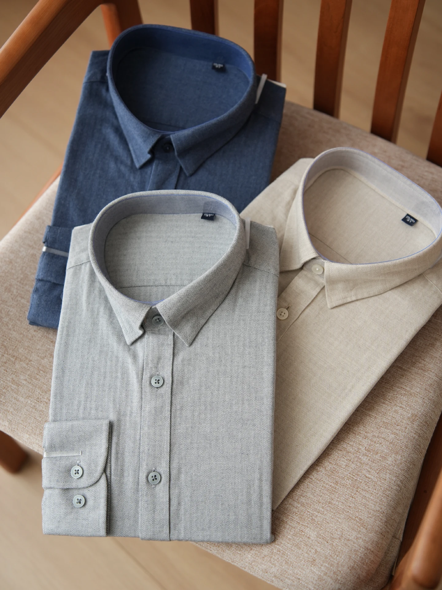 

Men's Casual Long Velvet Cotton Floing irt Pure Cotton Plain Weave Busin Top Full Cotton Stand Fit Faion Urban