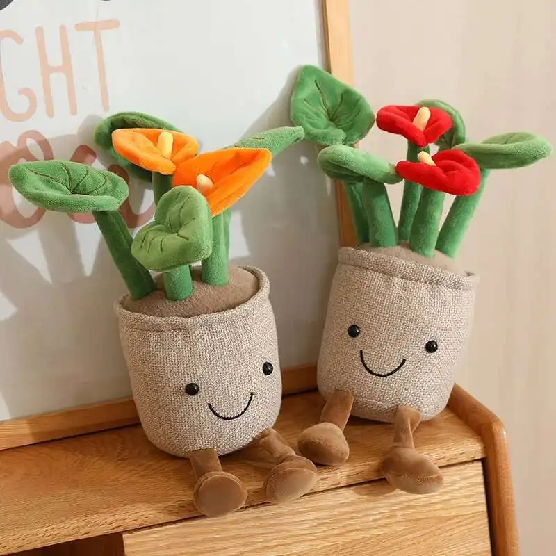 Schattige Simulatie Pluche Plant Bloem Ingemaakte Pop Zonnebloem Rode Palm Knuffel Kleine Pop Desktop Home Decor Gift Hanger