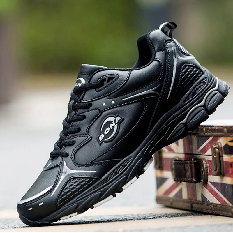 BONA nowy styl klasyczny mężczyźni buty do biegania zasznurować mężczyźni buty sportowe skórzane męskie buty do biegania na świeżym powietrzu