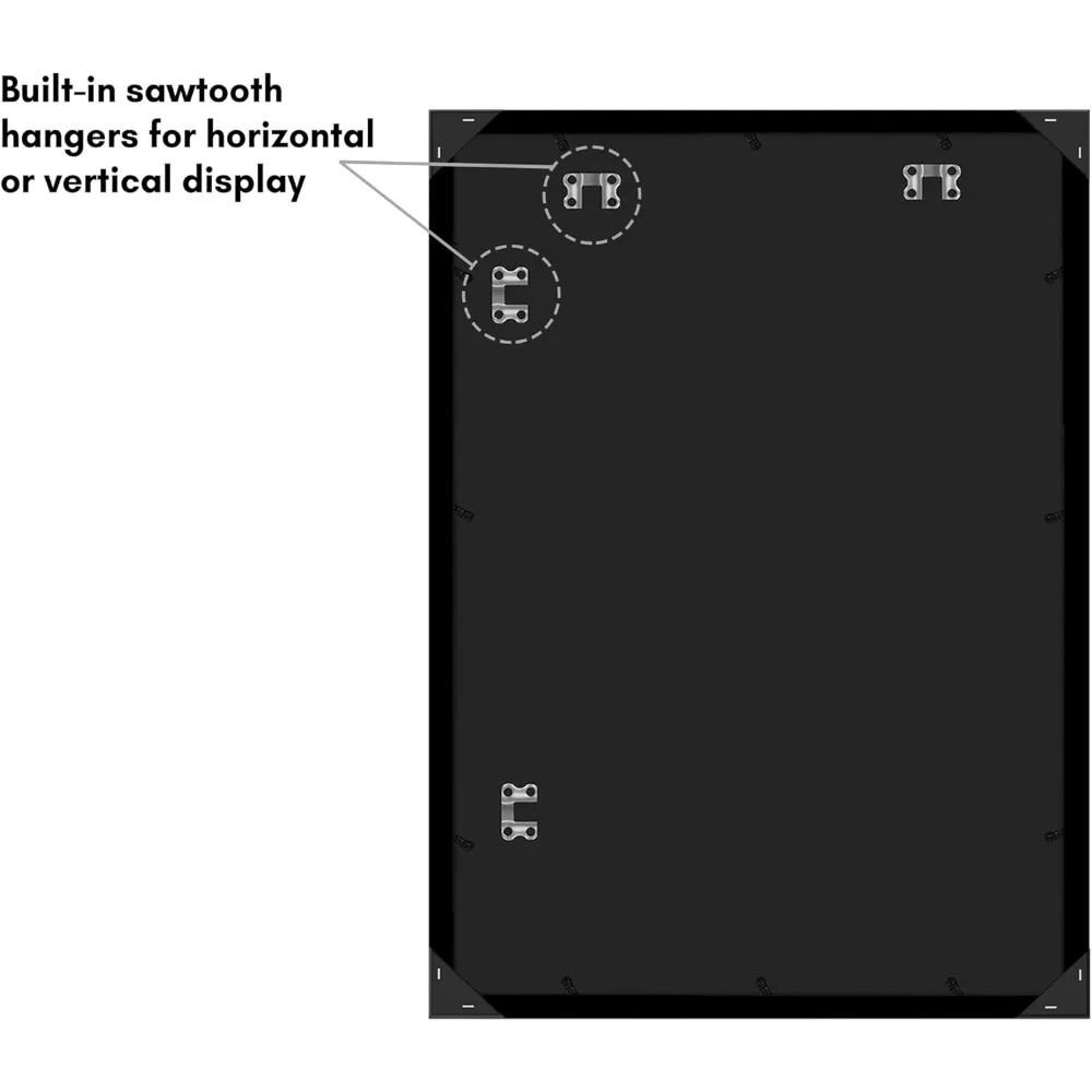 إطار صورة كبير مقاس 28 × 40 مع زجاج شبكي - شاشة حائط سوداء واسعة للصور والملصقات والفنية - سهلة التعليق