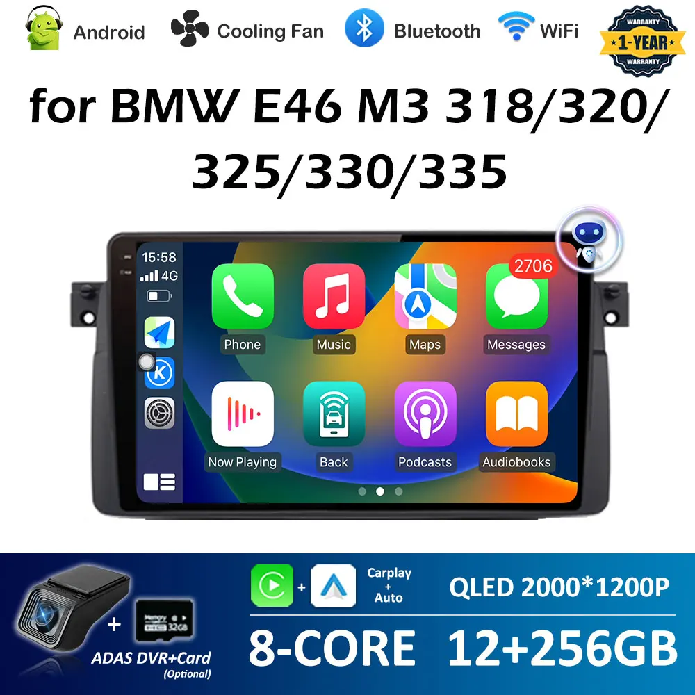 for BMW E46 M3 318/320/325/330/335 Car Radio Video Multimedia Player GPS Navi Smart System Touch Screen Accessories Head Unit 4G