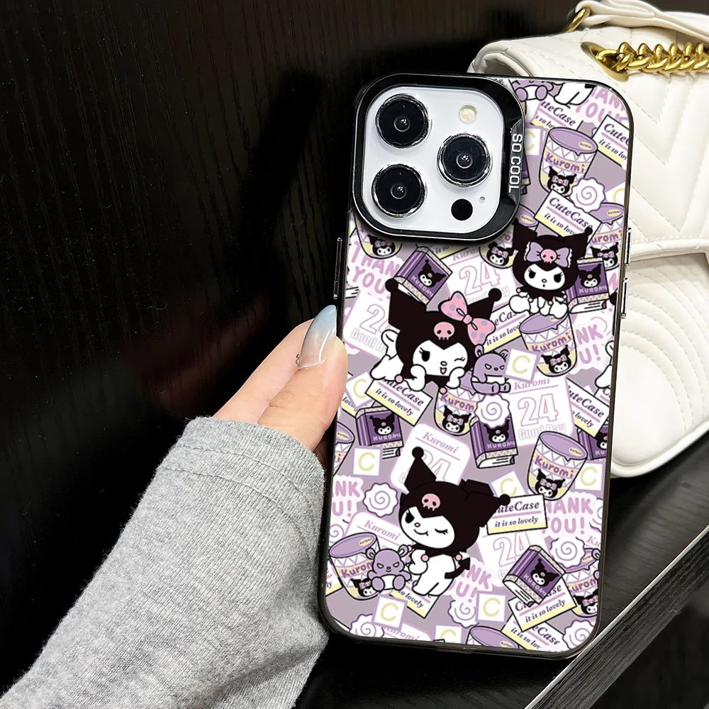 MINISO S-Sanrio Family Friends H-HelloKitty K-Kuromi Phone Case for iPhone 16 12 13 14 15 11 Max Pro Plus Laser IMD Color Shell