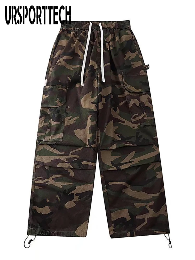 Carga calças dos homens plue tamanho calças hip hop joggers calças em linha reta casual techwear camuflagem harém streetwear calças moletom