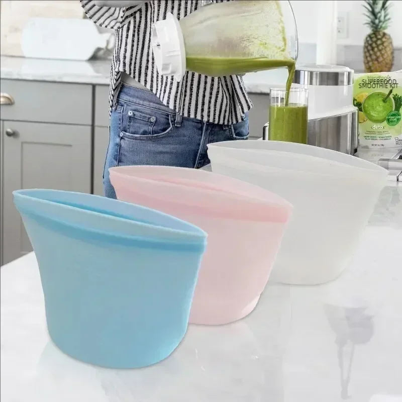 1PC Silicone Food Storage Bag Reusable Stand  Zip Bag Leakproof Containers Fresh  Food Fresh Wrap Ziplock  Bolsas De Plastico