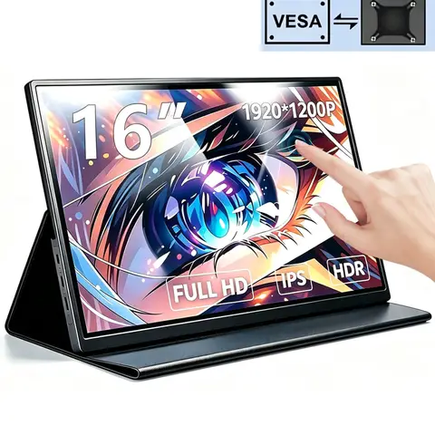 Moniteur portable tactile 16 pouces 1920*1200P FHD IPS, écran 100% sRGB 300 Nits HDR pour ordinateur portable/PC/téléphone/Dex/PS4/PS5/SWITCH