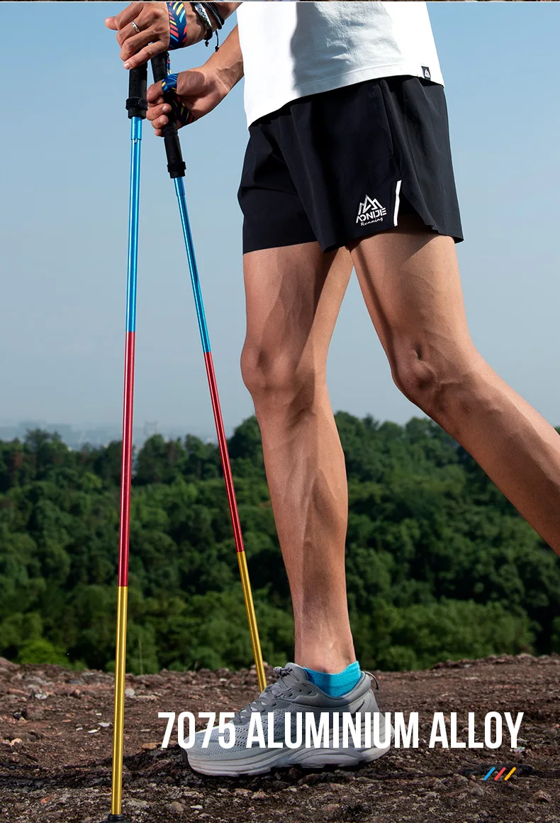 2pcs AONIJIE New Folding Outdoor Quick Lock Hiking Pole Walking Stick 105cm 115cm Trekking Pole For Height 155cm to 175cm