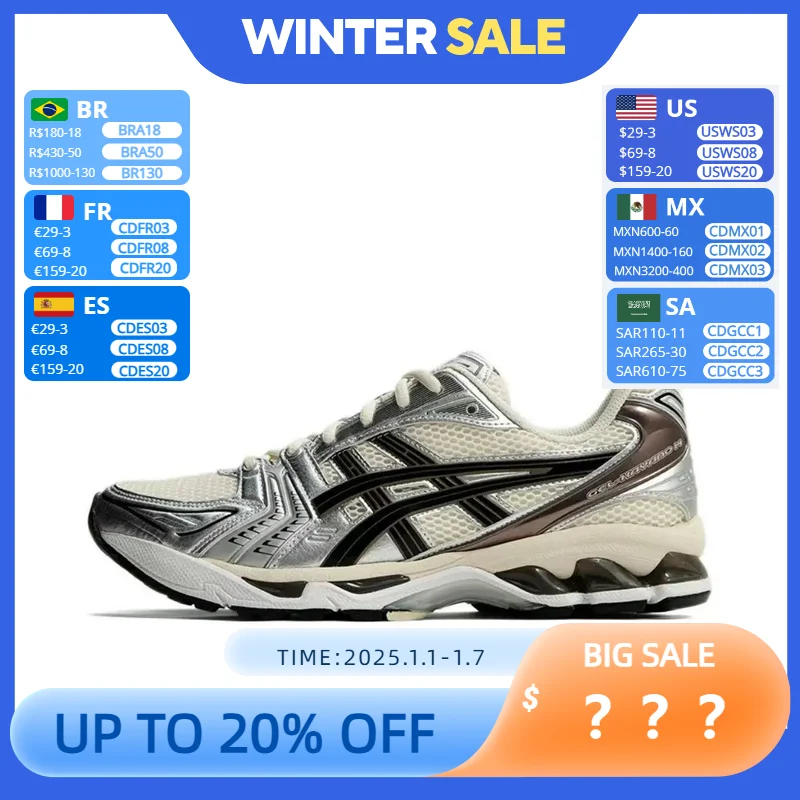 Asics Gel-Kayano 14 Men and Women Round Toe Lace-Up Retro and Outdoor Function Low-Top Running Shoes Unisex