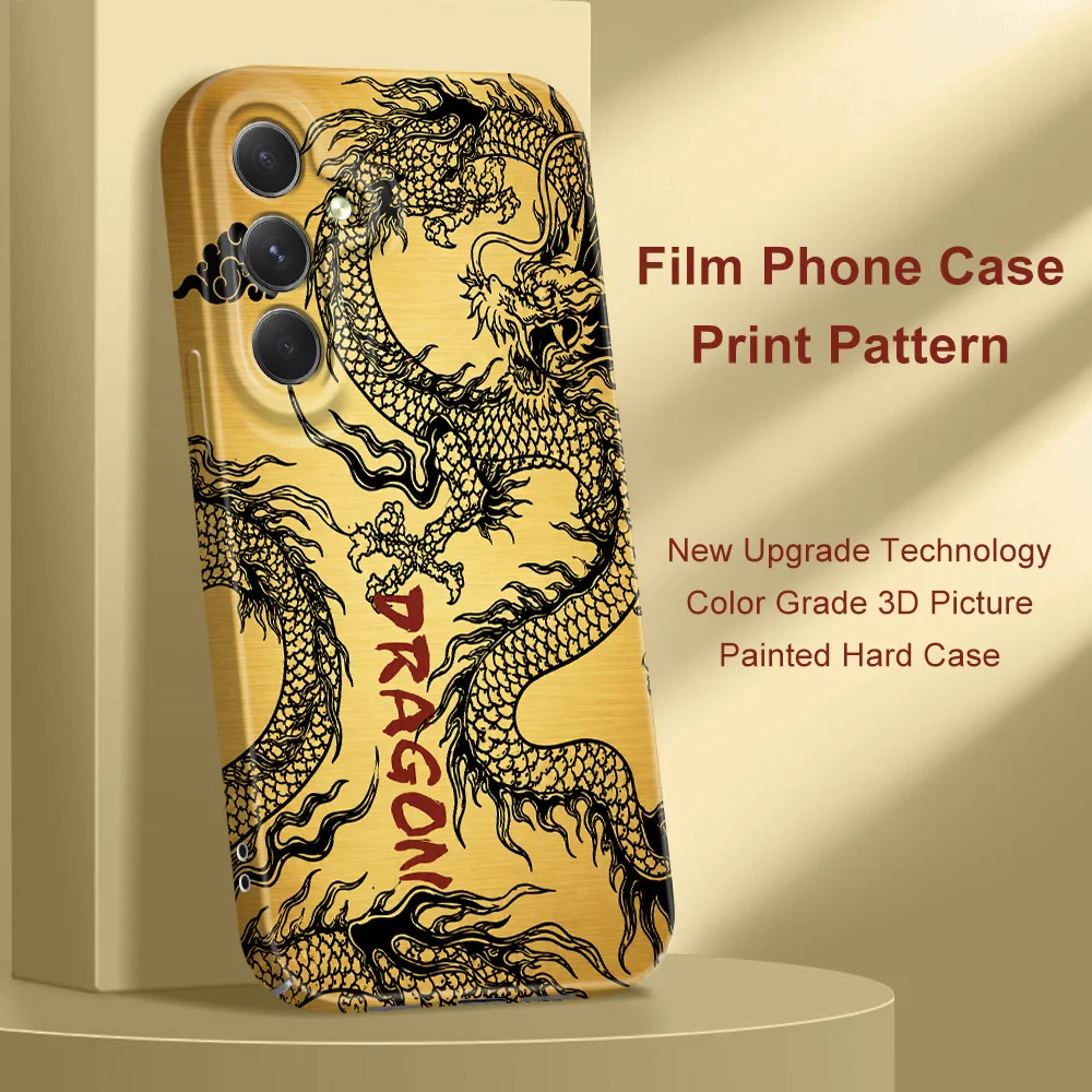 Line Dragon Phone Case For Samsung Galaxy A54 A34 A24 A14 A04 A73 A53 A33 A23 A13 A72 A52 A32 4G 5G Film Hard Cover