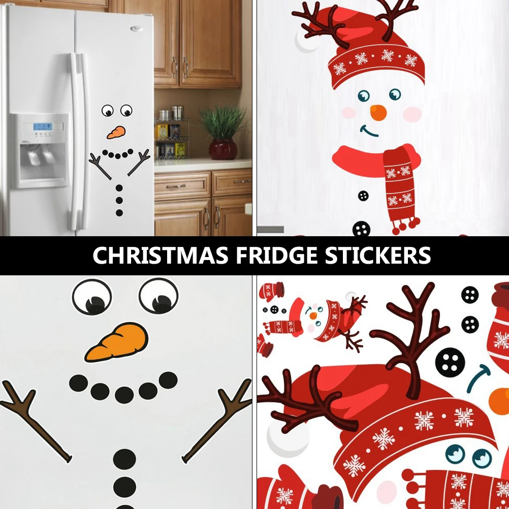 

2Pcs Snowman Pvc Stickers Christmas Refrigerator Wall Clings Holiday Decoration Kids Education