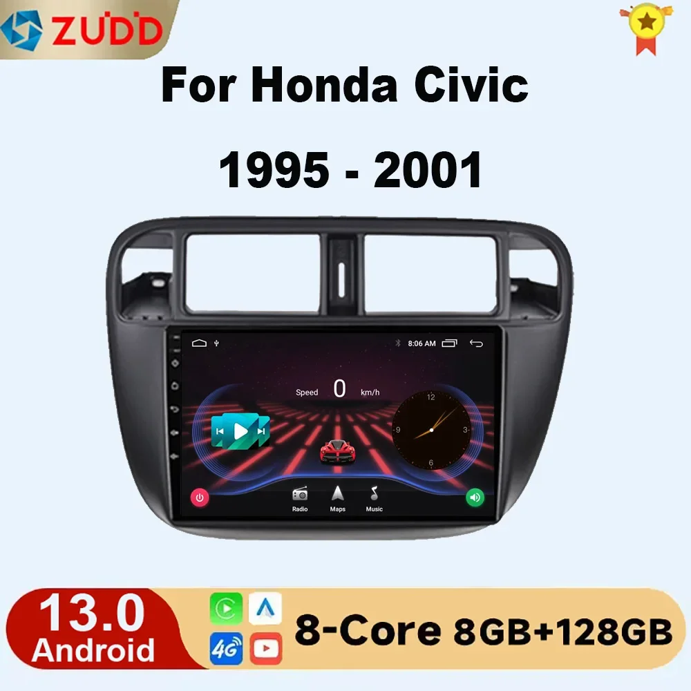 

For Honda Civic 1995 1996-2001 Car Radio Multimedia Player System Android 13 DSP Stereo Carplay Navigation GPS 2din dvd