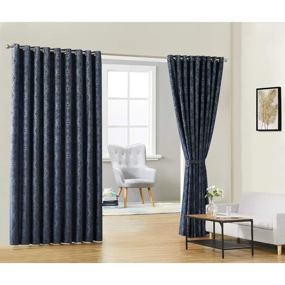 2 Pair Extra Large Royal Navy Blue Color Blackout Room Divider Curtains Curtains for Bedrooms Living Houses Rooms Curtain Home