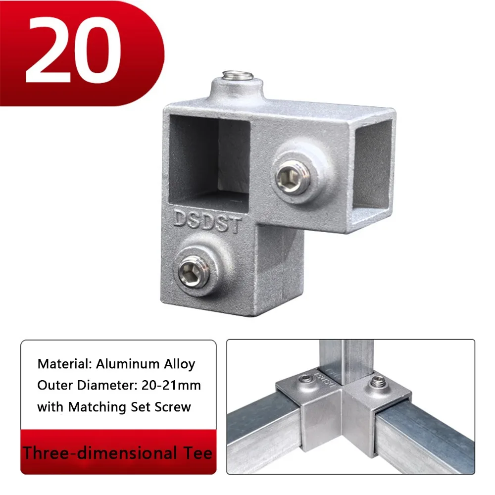 20x20mm Square Tube 25x25mm Aluminum Alloy Aluminum Alloy Elbow Fixed Pipe Clamp Connector Accessories Storage Rack
