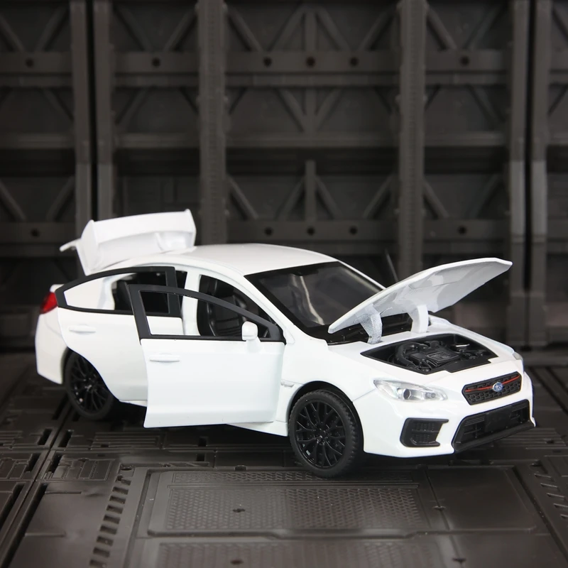 1:30 simulación Subaru WRX STI colección de adornos de modelo de coche de aleación, puertas y capó de motor, maletero se puede abrir detalles ricos