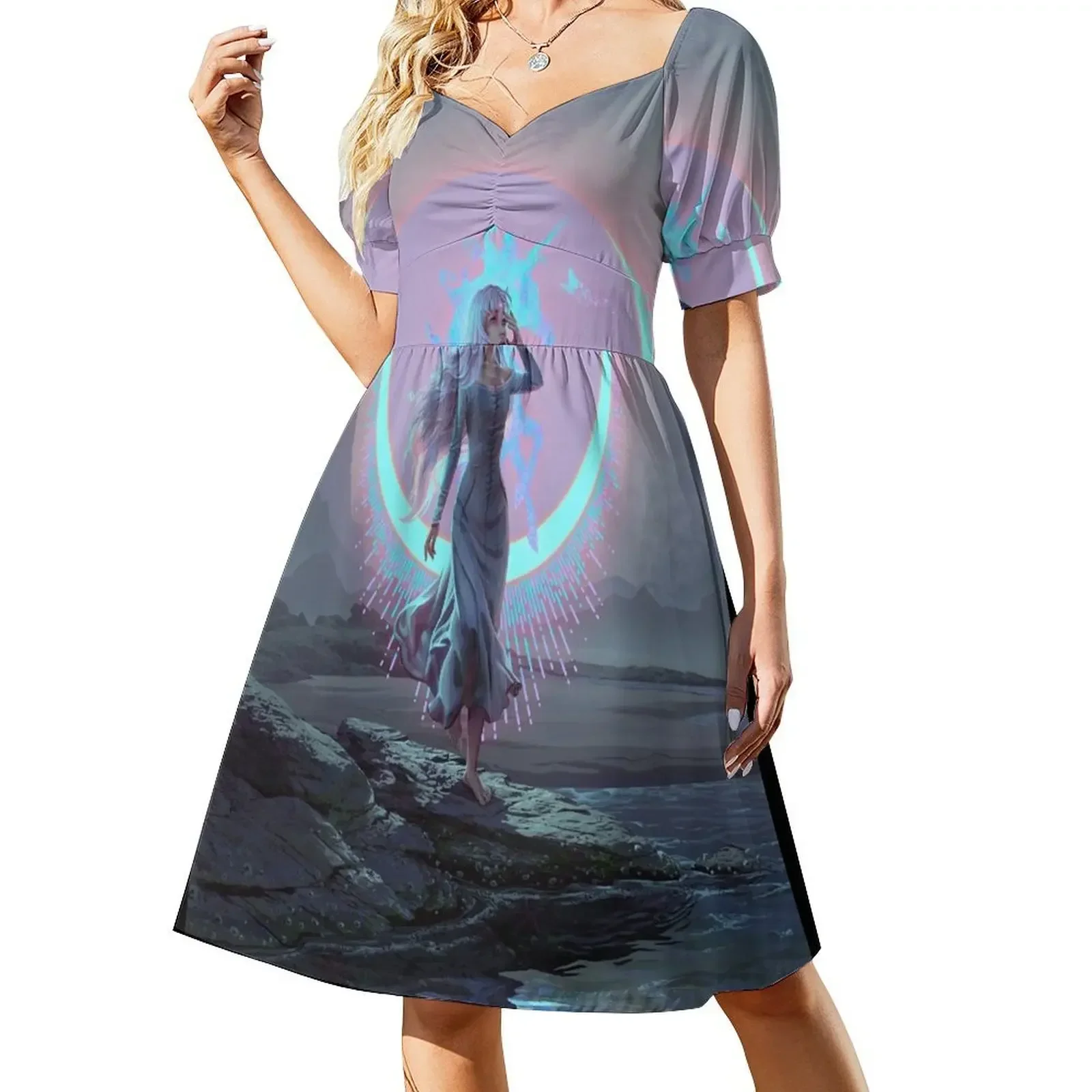 

The Lady Amalthea Short-Sleeved Dress elegant guest wedding dress Dresses loose summer dress purple