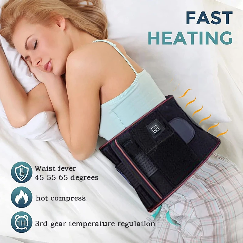 Electric Heating Belt With Adjustable Temperature Vibration Massage Waist Warmth and Hot Compress Belt