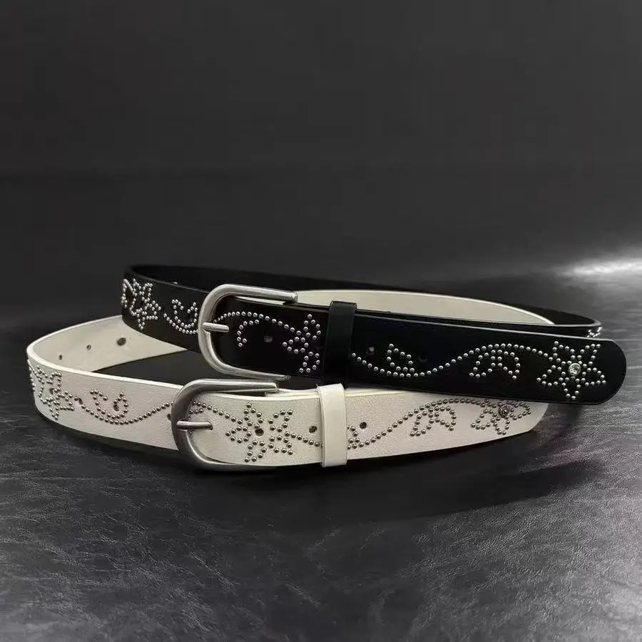 y2k women belts rivet fashion punk designer belts skirt versatile belts for women trendy personalized sexy belt