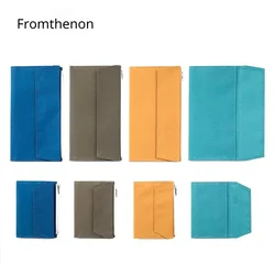 Fromthenon TN Hand Ledger Storage Bag Waterproof Canvas Zipper Bag Travel Notebook Bill Card Slot Travelers Planner Journal