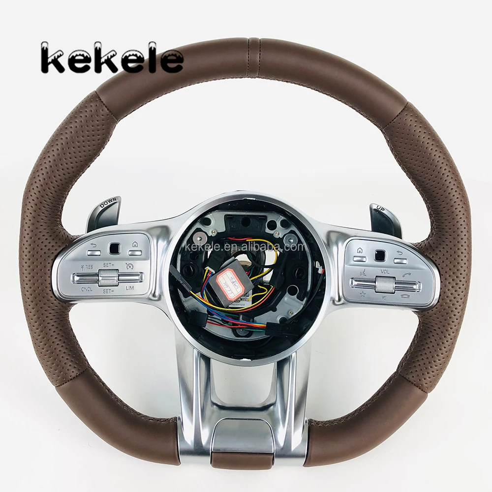 

For Mercedes Benz AMG High-quality All Leather Steering Wheel W205 W204 E63 W222 S300 S320 S500 S600 W223 Supports Customization
