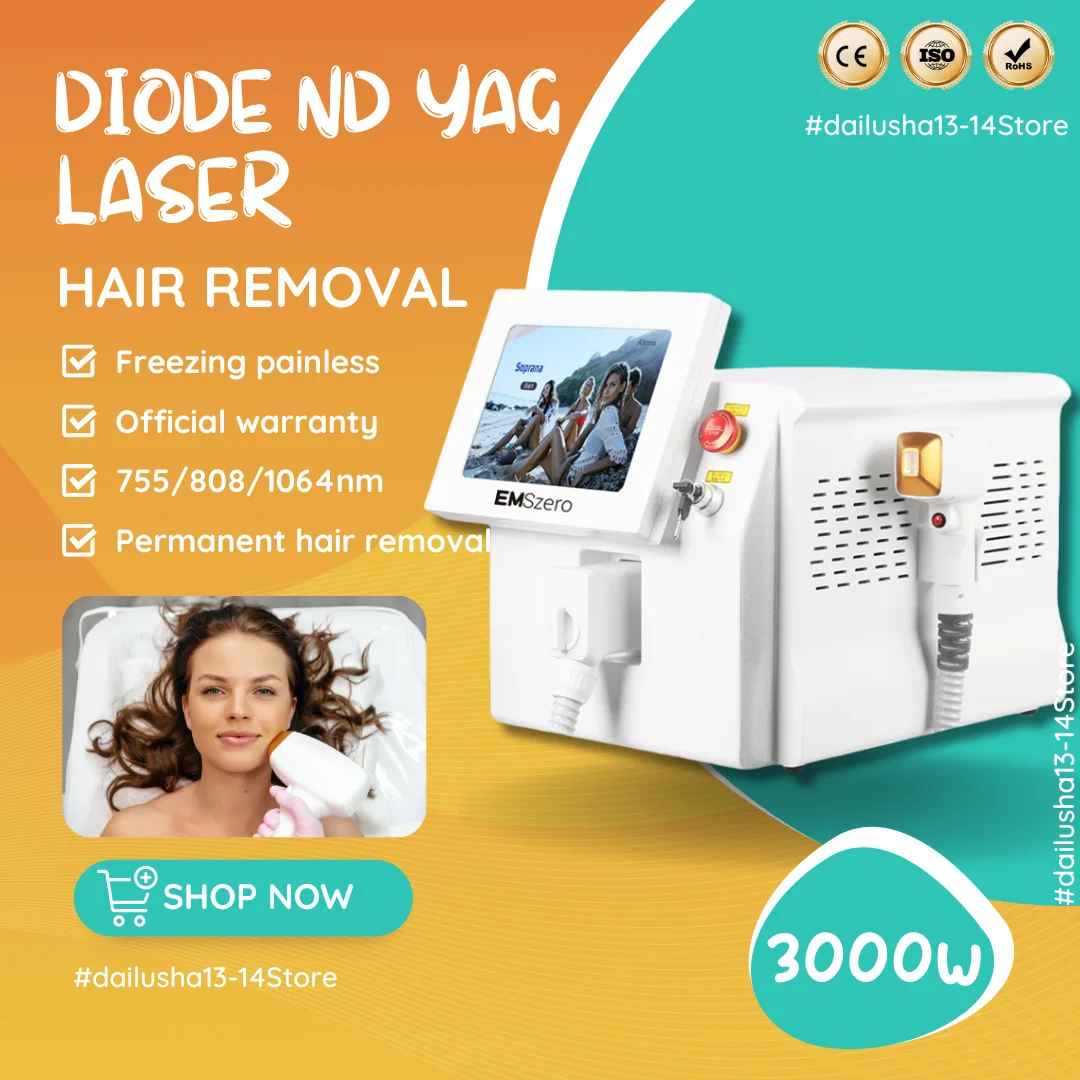 Desktop Laser Hair Removal Device 755 808 1064NM Diode Nd YAG Laser Painless Permanent Hair Removal Machine For Salon