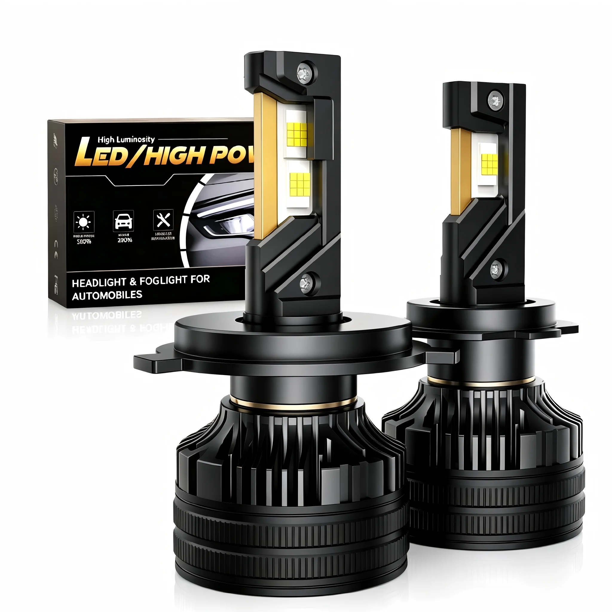 2Pcs FT-HL-06 LED Headlight Bulbs 210W 20000LM 6000K 8 Copper Tubes IP67 9-36V Plug&Play H3 H7 H11 9005 9006