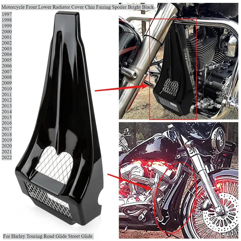 

Motorcycle Front Lower Radiator Cover Chin Fairing Spoiler Bright Black For Harley Touring Road Glide Street Glide 1997-2022